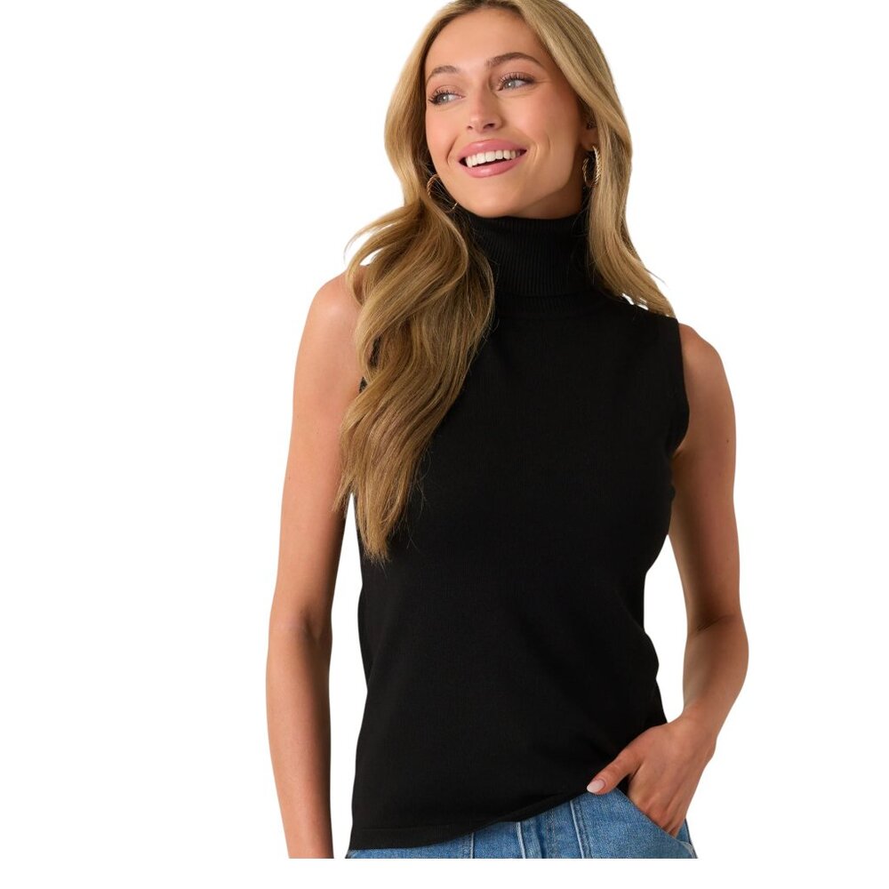 BCBGMaxazria Angora/Wool Bland Sleeveless Turtleneck Sweater